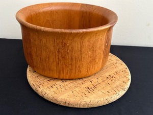 lot 86 image: Vintage Danish Wooden Bowl and Cork Trivet