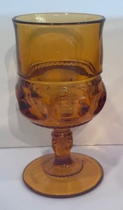 lot 146 image: 28 Vintage Amber Indiana Glass Kings Crown Thumbprint Goblets