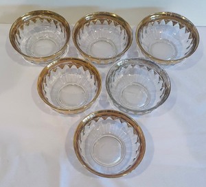 lot 157 image: Vintage Golden Rimmed Desert Set and Cream and Sugar Set