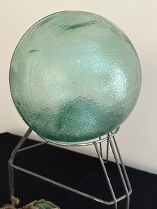 lot 89 image: Unique and Beautiful Large Handblown Glass Sphere on Stand and Small Marine Glass Ball
