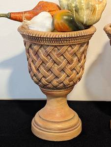 lot 253 image: Pair of Napco Ceramic Vases with Faux Fruit