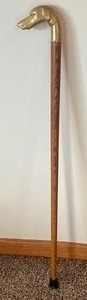 lot 37 image: Vintage Brass Dog Handled Cane