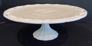 lot 334 image: Magnificent Milk Glass Pedestal Plate and 6 Vases