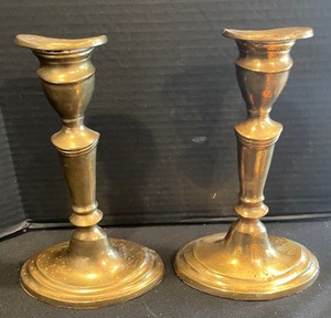 lot 295 image: Four Pairs of Elegant Brass Candle Holders