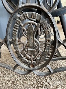 lot 369 image: Vintage Upcycled Singer Cast Iron Sewing Table with a Glass Top