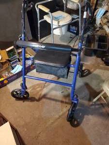 lot 1951 image: Drive Mobility Lightweight Folding Rollator Walker with Adjustable Seat and Arms