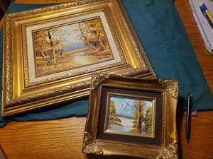 lot 1911 image: Lot of (2) Decorative Framed Scenic River ArtPictures