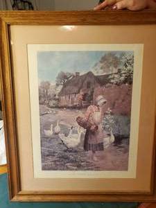 lot 1917 image: Print - A Morning Greeting by Painted by G. Hillyard Swinstead , Wood FrameSingle MatteGlass