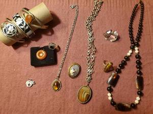 lot 1937 image: Assorted Stone Jewelry - Necklaces, Bracelets, Pendants, Rings
