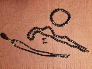 lot 1939 image: Womens Hematite Jewelry - Necklaces, Earring Set, Bracelet
