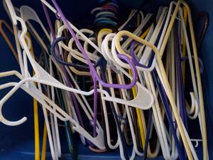 lot 1929 image: Lot of (65) Plastic Clothes Hangers