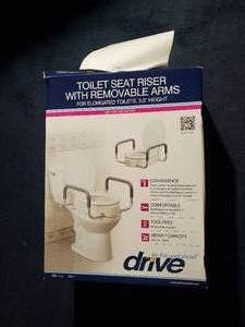 lot 1932 image: Toilet Seat Riser with Removable Arms (in original box)