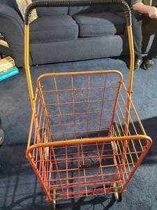 lot 1958 image: Foldable Personal Iron Supermarket Cart Grocery Trolley 4-wheel Hand Cart