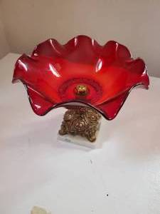 lot 1991 image: Red Decorative Bowl