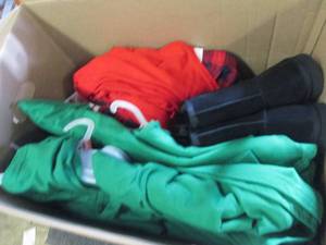 box of shirts boots and more clothe...