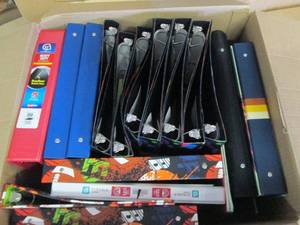 box of 3-ring binders new overstock...