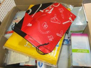 box of vacuum filters, belts and ba...
