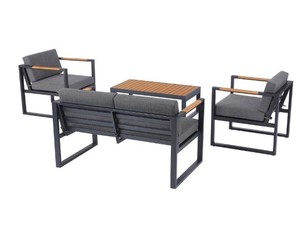 lot 27 image: Hampton Bay Pinnacle Park 4-Piece Metal Patio Conversation Set with Graphite Cushions