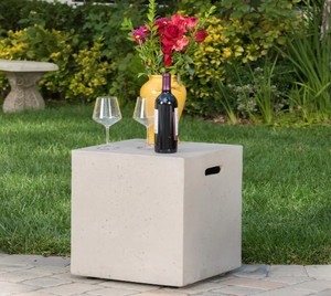 lot 31 image: Noble House Basics Aidan Square Propane Cover for Fire Pits in Natural Grey