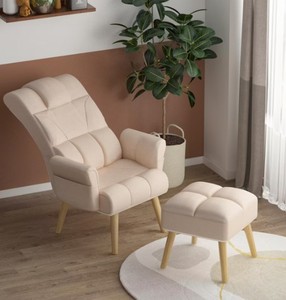 lot 36 image: FUFU&GAGA Sofa Armchair and Ottoman Set in Khaki