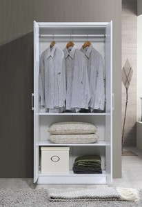lot 52 image: HODEDAH 2-Door White Armoire with Shelves 72 in. x 31.5 in. x 17 in.