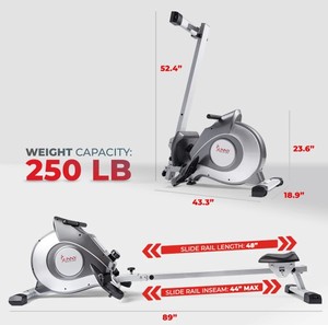 lot 55 image: Sunny Health & Fitness Magnetic Rowing Machine with LED monitor