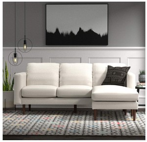 lot 56 image: Rivet Revolve Modern Upholstered 80 in. Reversible Sectional Chaise in Linen