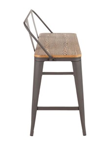 lot 64 image: LumisSource Oregon 26 in. Counter Height Bench in Grey Metal and Brown Wood