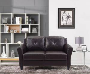 lot 67 image: Lifestyle Solutions Alisa Modern Sofa in Java Brown Faux Leather