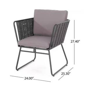 lot 77 image: Nobel House La Jolla Set of Four Black Removable Cushions Metal Outdoor Lounge Chairs with Grey Cushions