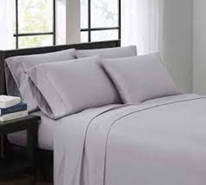 lot 36 image: Kirkland Signature 680 Thread Count 6-piece Sheet Set, Gray  Queen