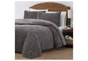 lot 51 image: FRYE 3-piece Channel Stitch Faux Fur Comforter Set, Gray  Queen