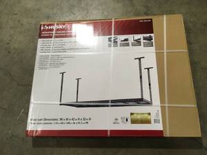 Husky Adjustable Height Overhead Ceiling Mount Garage Rack in Black (42 in. H x 96 in. W x 32 in. D)