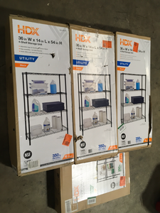 HDX Lot of 4 Shelves, Various Sizes, Customer returns, Review all pictures