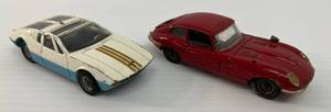 Vintage Corgi Die-Cast Cars Including Jaguar E Type Missing Door And Margusta Detomaso