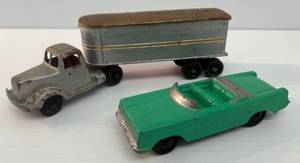 Vintage Tootsie Toy Die-Cast Semi Hauler And Oldsmobile
