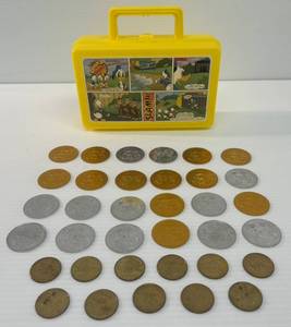 Misc. Disney Coins In Donald Duck Plastic Box
