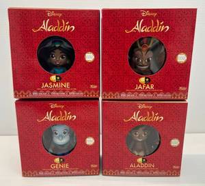Disney Set Of Four Funco 5 Star Aladdin Figures NIB Includes Aladdin, Gene, Jafar And Jasmine NIB