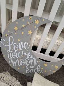 lot 282 image: Love You To The Moon and Back theme Wooden Wall Art