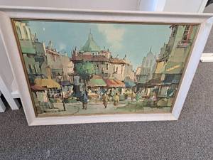 lot 260 image: Painting - Italy Market theme , Framed