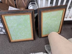 lot 289 image: Lot of (2) Wooden Framed Wall Art  Green Print