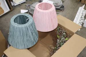 lot 512 image: Lot of (3) Home Dcor - Lamps Shades (x2), Faux Plants
