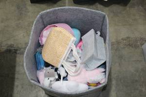lot 534 image: Lot of  Baby Accessories and Plush Toys with Soft-Side Storage Crate