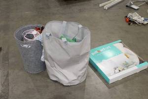lot 574 image: Pillowfort Tassel Trim Canopy, Baby Baskets, Baby Accessories, Soft-Side Storage Crates