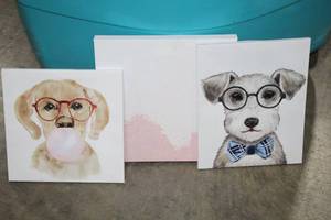 lot 578 image: Lot of (3) Doggy theme Paintings