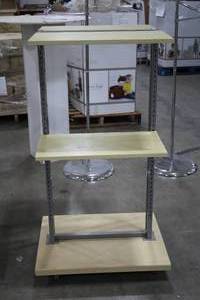 lot 387 image: Wood ShelfMetal Display Shelf with Adjustable Shelves 3-tier