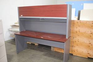 lot 313 image: Office Desk with Bookshelf