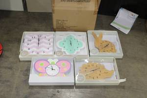 lot 616 image: Lot of (5) Trend Lab Wall Clocks (in original packaging)
