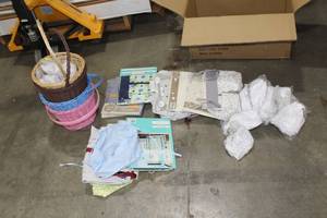 lot 654 image: Lot of (28) Baby Accessories - Basket Liners (x11), Wicker Baskets (x4), Diaper Stackers (x13)