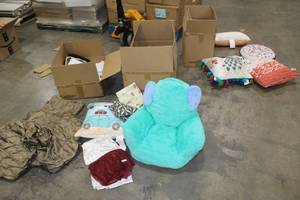lot 674 image: Lot of  Baby Accessories - Pillows, Pillow Chair, Pillow Cases, Wash Cloths